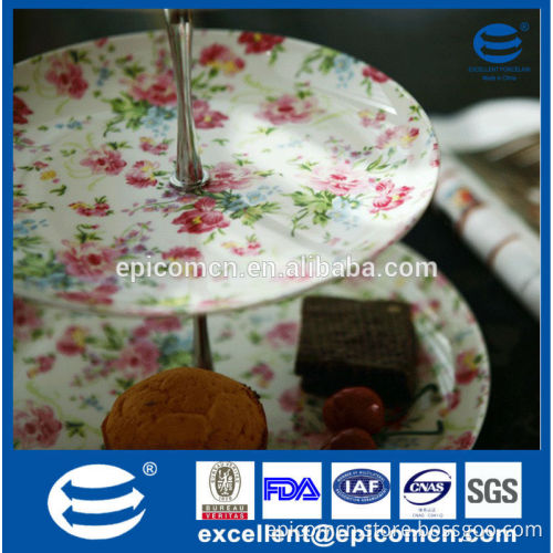 household white ceramic round 3 tiers porcelain cake stand